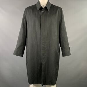 SANYO Size 46 Charcoal Wool Blend Rain Repellent Hidden Buttons Coat